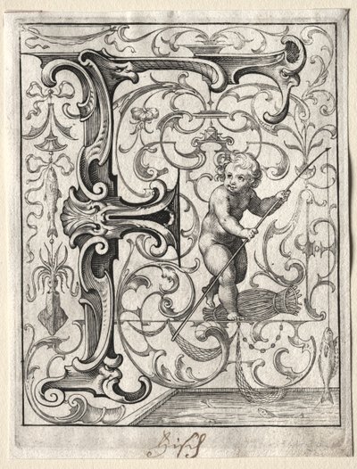 Yeni ABC Kitapçığı: F, 1627. by Lucas Kilian