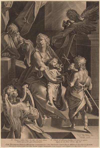 Kutsal Aile ve İki Melek by Lucas Kilian, after Bartholomaeus Spranger