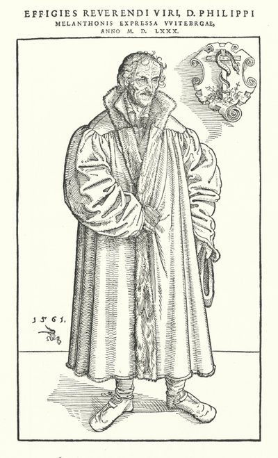 Philipp Melanchthon, Alman Protestan reformcu (gravür) by Lucas The Younger (after) Cranach