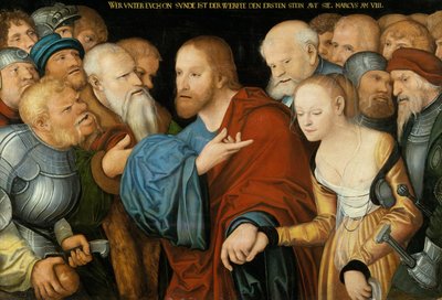 Zinada Alınan İsa ve Kadın, c.1520-50 by Lucas studio of Cranach