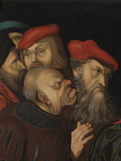 Mesih ve Zina Yapan Kadın, detay, yaklaşık 1700 (ahşap üzerine yağlı boya) by Lucas the Elder (after) Cranach
