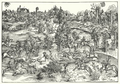 ಸ್ಟಾಗ್ ಹಂಟ್ (ಕೆತ್ತನೆ) ಟರ್ಕ್ by Lucas the Elder (after) Cranach