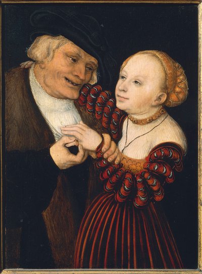Avusturya, Viyana, Yaşlı Adam ve Genç Kadın, c.1530 (tuval üzerine yağlı boya) by Lucas the Elder Cranach