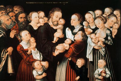 İsa ve çocuklar by Lucas the Elder Cranach
