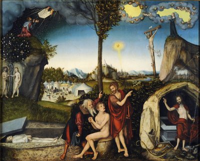 La loi et la Grace - Law and Grace - Cranach, Lucas, the Elder (1472-1553) - 1529 - Tempera on panel - 72x88,5 - National Gallery, Prag by Lucas the Elder Cranach