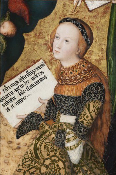 Sainte Christine - Aziz Christina - Yaşlı Lucas Cranach (1472-1553). Ahşap üzerine yağlı boya, c. 1520. Ulusal Galeri, Prag by Lucas the Elder Cranach