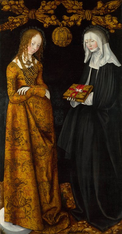Aziz Christine ve Aziz Odile. Yaşlı Lucas Cranach (1472-1553), ahşap üzerine yağlı boya tablosu by Lucas the Elder Cranach