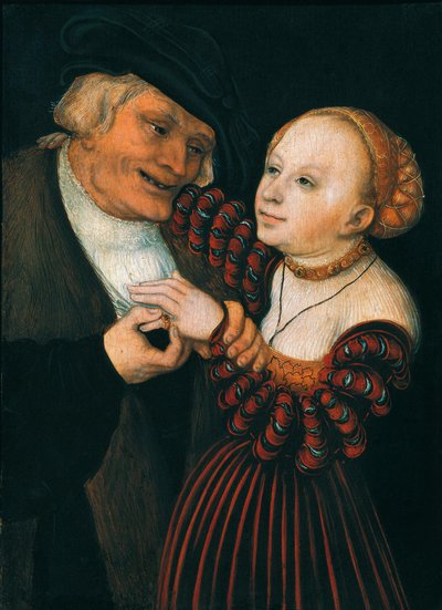 Yaşlı Adam ve Genç Kadın (Der Alte und das Madchen), c.1530 (tuval üzerine yağlı boya) by Lucas the Elder Cranach