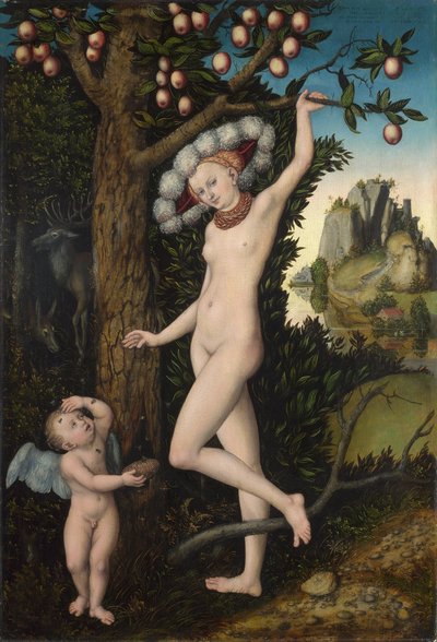 Venüs ve Aşk Tanrısı, c.1525 (tahta üzerine yağlı boya) by Lucas the Elder Cranach