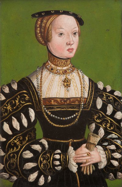 Avusturya Elizabeth (1526–1545), c.1551 (bakır üzerine yağ) by Lucas the Younger (school of) Cranach