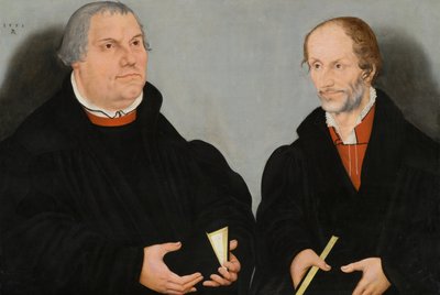 Martin Luther (1483-1546) ve Philipp Melanchthon (1497-1560) by Lucas the Younger Cranach
