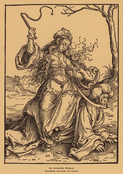 Boyun eğdirilmiş koca (gravür) by Lucas van (after) Leyden