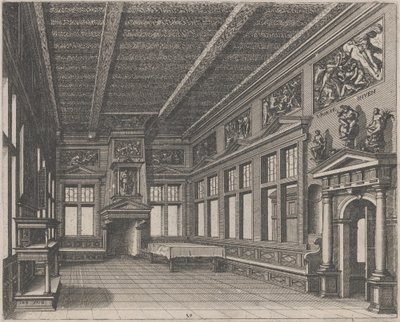 Büfe, Baca ve Dini Tablolu İç Mekan by Lucas van Doetechum and Johannes