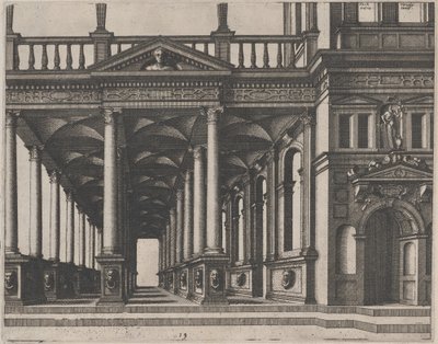 Korint Sütunlarıyla Desteklenen Açık Salon by Lucas van Doetechum and Johannes