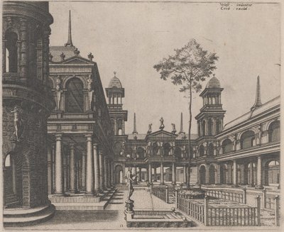 Solda Dairesel Bina ve Arka Planda Dikilitaş Olan Kare by Lucas van Doetechum and Johannes
