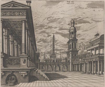 Solda Sütunlu Şehir Meydanı by Lucas van Doetechum and Johannes