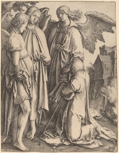 İbrahim ve Üç Melek by Lucas van Leyden