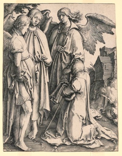 İbrahim ve Üç Melek by Lucas van Leyden