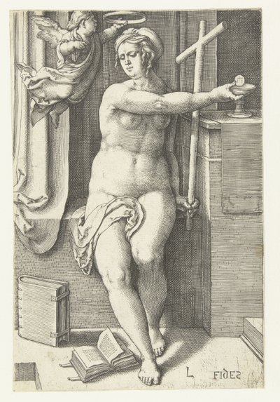 İnanmak Fides (nesne üzerindeki başlık) Yedi Erdem (dizi başlığı) by Lucas van Leyden