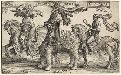 Dokuz Kahramandan Truvalı Hector, Makedonyalı İskender, Julius Caesar by Lucas van Leyden