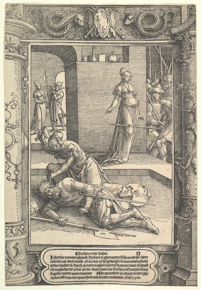 Jael Killing Sisera, dekoratif çerçeve, yakl. 1517. by Lucas van Leyden