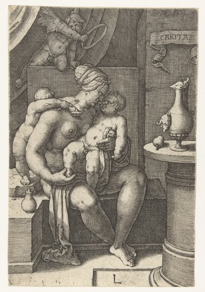 Aşk Caritas (nesne üzerindeki başlık) Yedi Erdem (dizi başlığı) by Lucas van Leyden