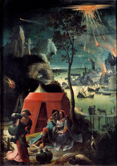 Loth ve kızları Loth, iki kızını çevreler, Sodom