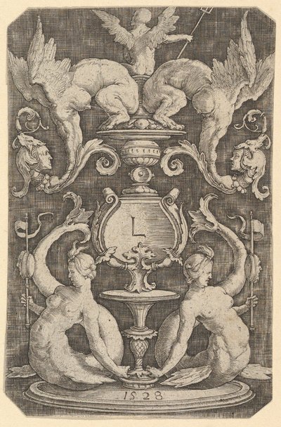 İki Sirenli Süs Panosu, 1528. by Lucas van Leyden