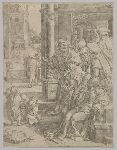 Şair Virgil Bir Sepette Asılmış, 1525. by Lucas van Leyden