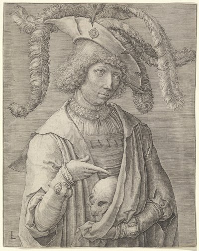 Kafatası Olan Genç Bir Adamın Portresi by Lucas van Leyden