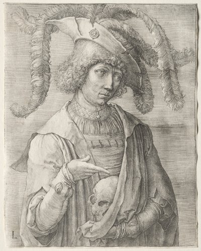 Kafatası Olan Genç Bir Adamın Portresi by Lucas van Leyden
