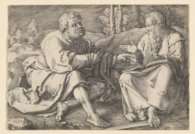 St. Bir Manzarada Oturan Peter ve Paul, 1527. by Lucas van Leyden