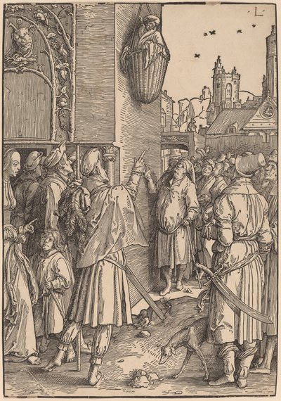 Şair Virgil Bir Sepette Askıya Alındı by Lucas van Leyden