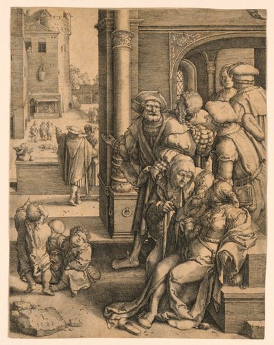 Şair Virgil Bir Sepette Askıya Alındı by Lucas van Leyden