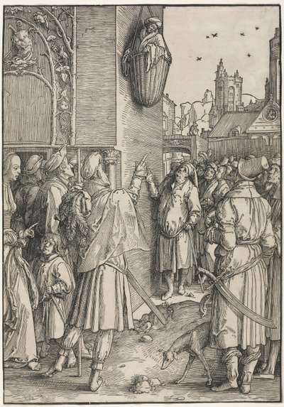 Kadınların Gücü: Sepette Asılmış Şair Virgil, c. 1512. by Lucas van Leyden