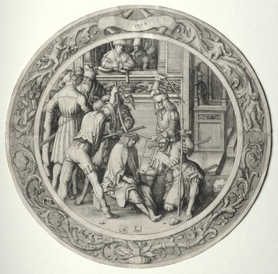 Yuvarlak Tutku: Dikenlerle Taçlanan İsa by Lucas van Leyden