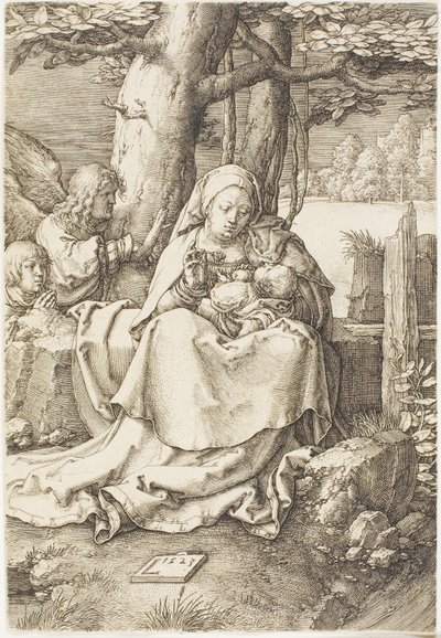 İki Melekli Bakire ve Çocuk by Lucas van Leyden