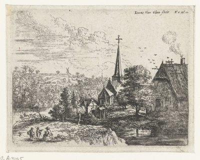 Bir nehir üzerinde bulunan köy Küçük manzaralar (dizi başlığı) by Lucas van Uden