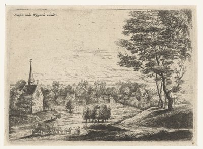 Kapalı vagonlu bir köy manzarası Beş manzara (dizi başlığı) by Lucas van Uden