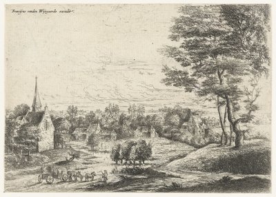Kapalı vagonlu bir köy manzarası Beş manzara (dizi başlığı) by Lucas van Uden