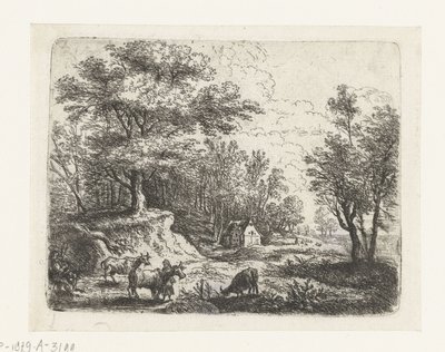Üç inek ve bir kadınla manzara Küçük manzaralar (dizi başlığı) by Lucas van Uden
