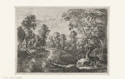 Bir dere ve bir avcı ile manzara Altı manzara (dizi başlığı) by Lucas van Uden