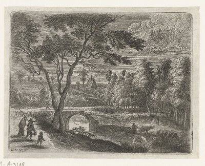 Bir köprü harabesi ile manzara Küçük manzaralar (dizi başlığı) by Lucas van Uden