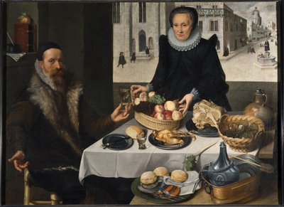 Yaşlı Bir Çiftin Çifte Portresi by Lucas van Valckenborch