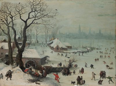 Antwerp yakınlarında kar yağışlı kış manzarası by Lucas van Valckenborch