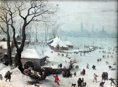 Kar yağışı ile Antwerp yakınlarındaki kış manzarası by Lucas van Valckenborch
