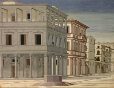 Panelde 80057 yağın 1470 detayından sonra İdeal Şehir veya Tanrı Şehri görünümü by Luciano Laurana