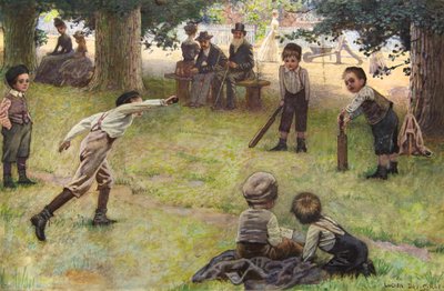 Kriket Oynayan Çocuklar (suluboya) by Lucien Davis