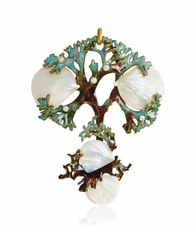 Art Nouveau Sedef, Mine ve Tohum İnci Kolye, c.1900 by Lucien Gaillard