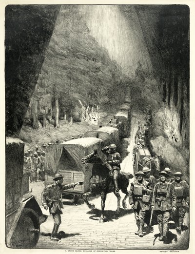 A Cross Roads Mühimmat Trenlerinin Bombardımanı by Lucien Hector Jonas